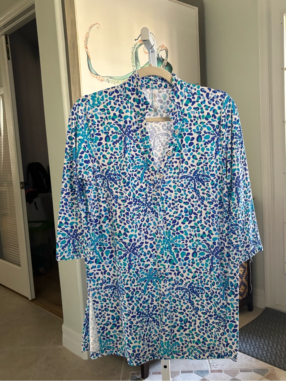 #098 Lulu-B Blue & Teal Printed Women's Tunic